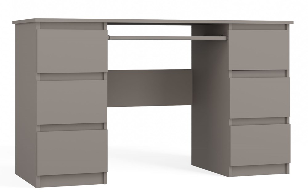 BiurkaGlina_20st0002 Kuba Clay Grey Desk - 6 Drawers - Image 1