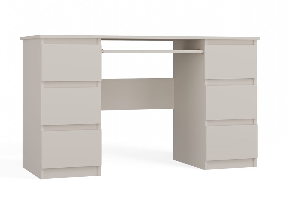 Biurkakaszmir_20st0002 Kuba Cashmere Beige Desk - 6 Drawers - Image 1