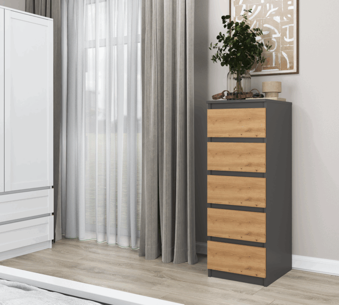 Malwa W5 Anthracite Oak Sideboard - Image 4