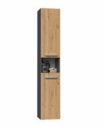 Nel III Tall Bathroom Cabinet in Anthracite / Artisan Oak - Image 2