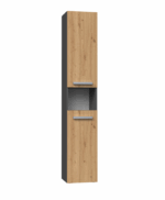Nel III Tall Bathroom Cabinet in Anthracite / Artisan Oak - Image 3
