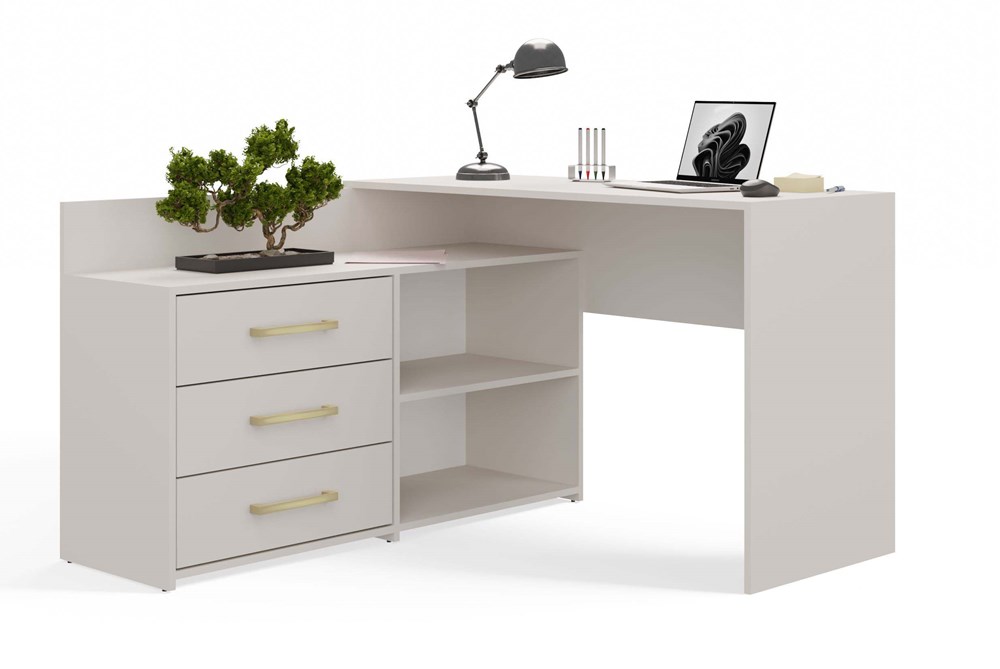 Full_20_Dany_kaszmir DANY Cashmere Beige Corner Desk - 3 Drawers - Image 1