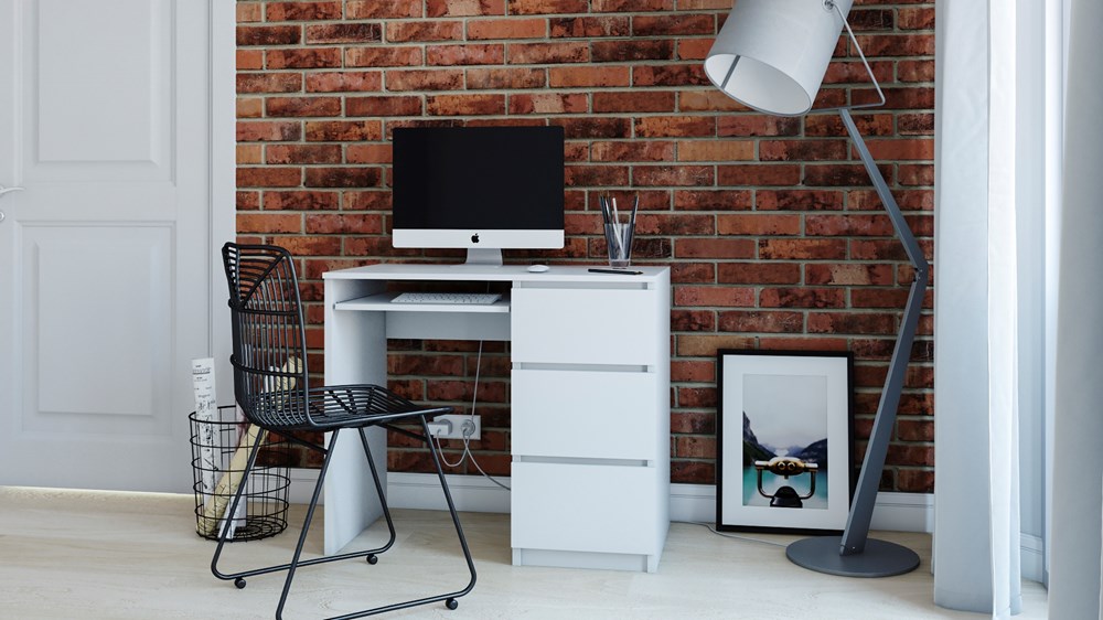 Furn_intR_white Lima Right White Desk - 3 Drawers - Image 3