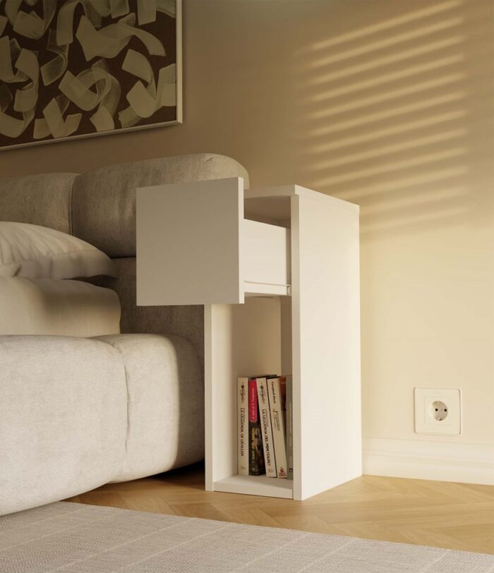 Nova 20 Compact Bedside Table – White - Image 7