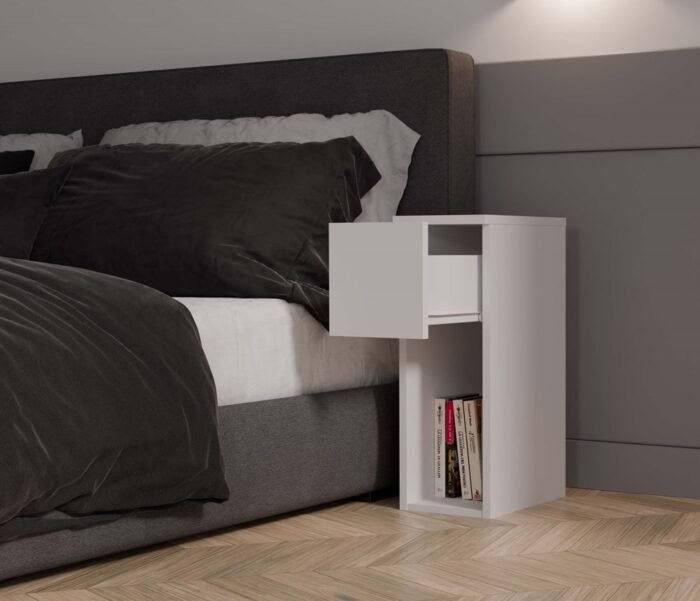 Nova 20 Compact Bedside Table – White - Image 3
