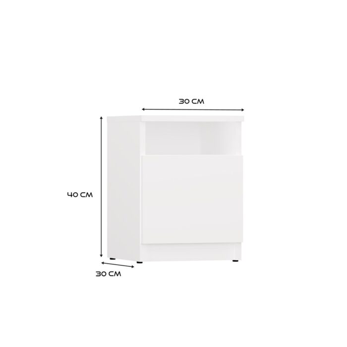Nova 30 Bedside Cabinet with Door – White - Image 7