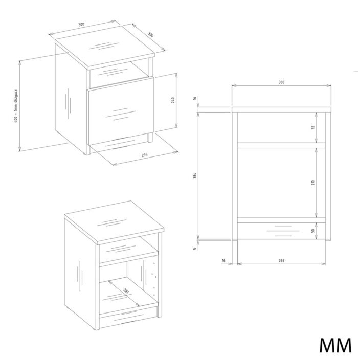 Nova 30 Bedside Cabinet – Anthracite & Oak - Image 5