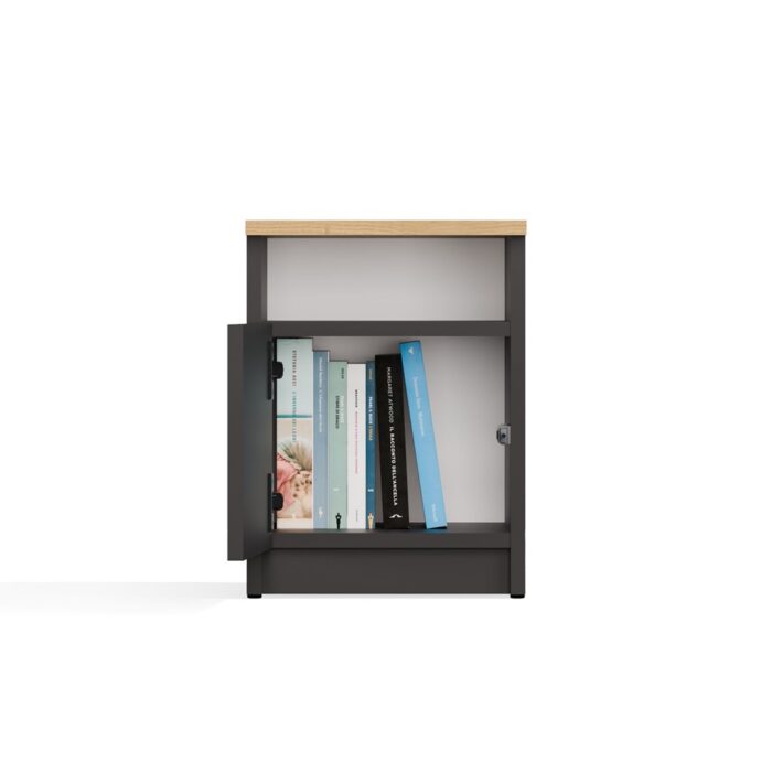 Nova 30 Bedside Cabinet – Anthracite & Oak - Image 6