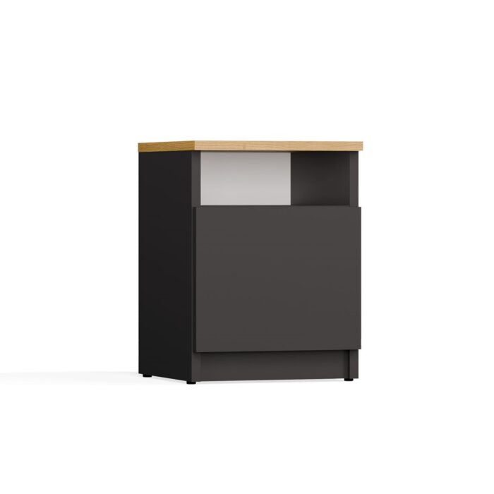 Nova 30 Bedside Cabinet – Anthracite & Oak - Image 9