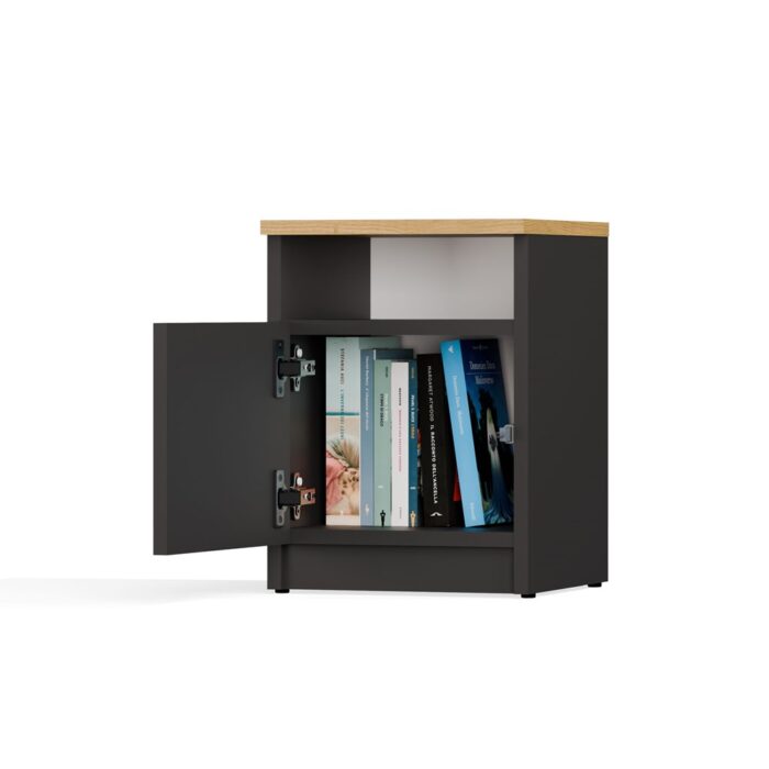 Nova 30 Bedside Cabinet – Anthracite & Oak - Image 8