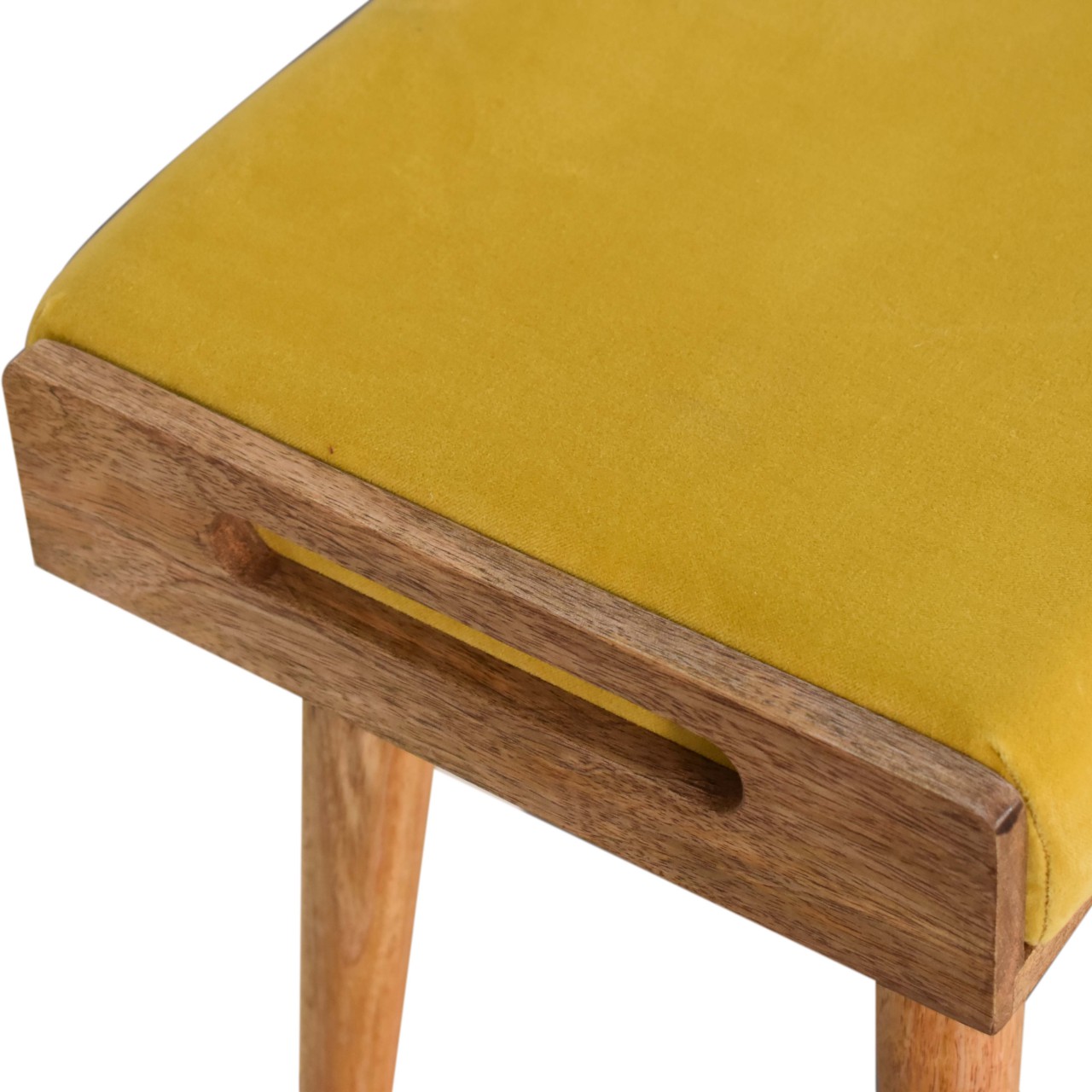 IN1599-5.jpg Mustard Velvet Tray Style Footstool - Image 4