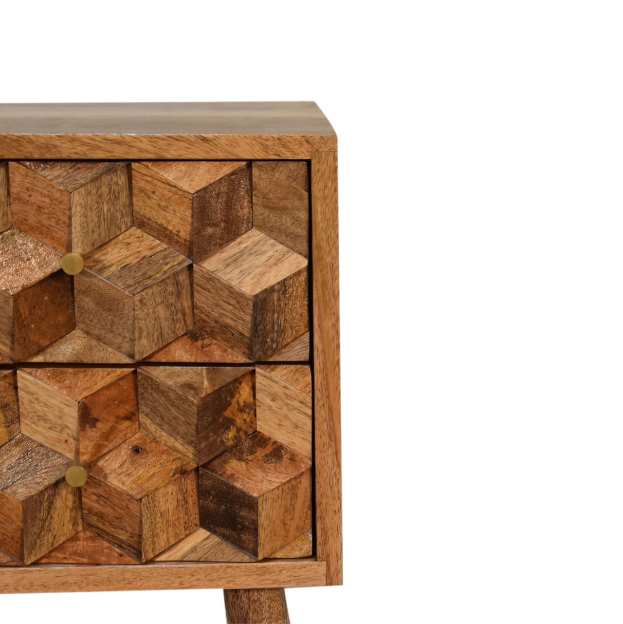 IN1737-4-1.jpg Mini Cube Carved 2 Drawer Bedside - Image 5