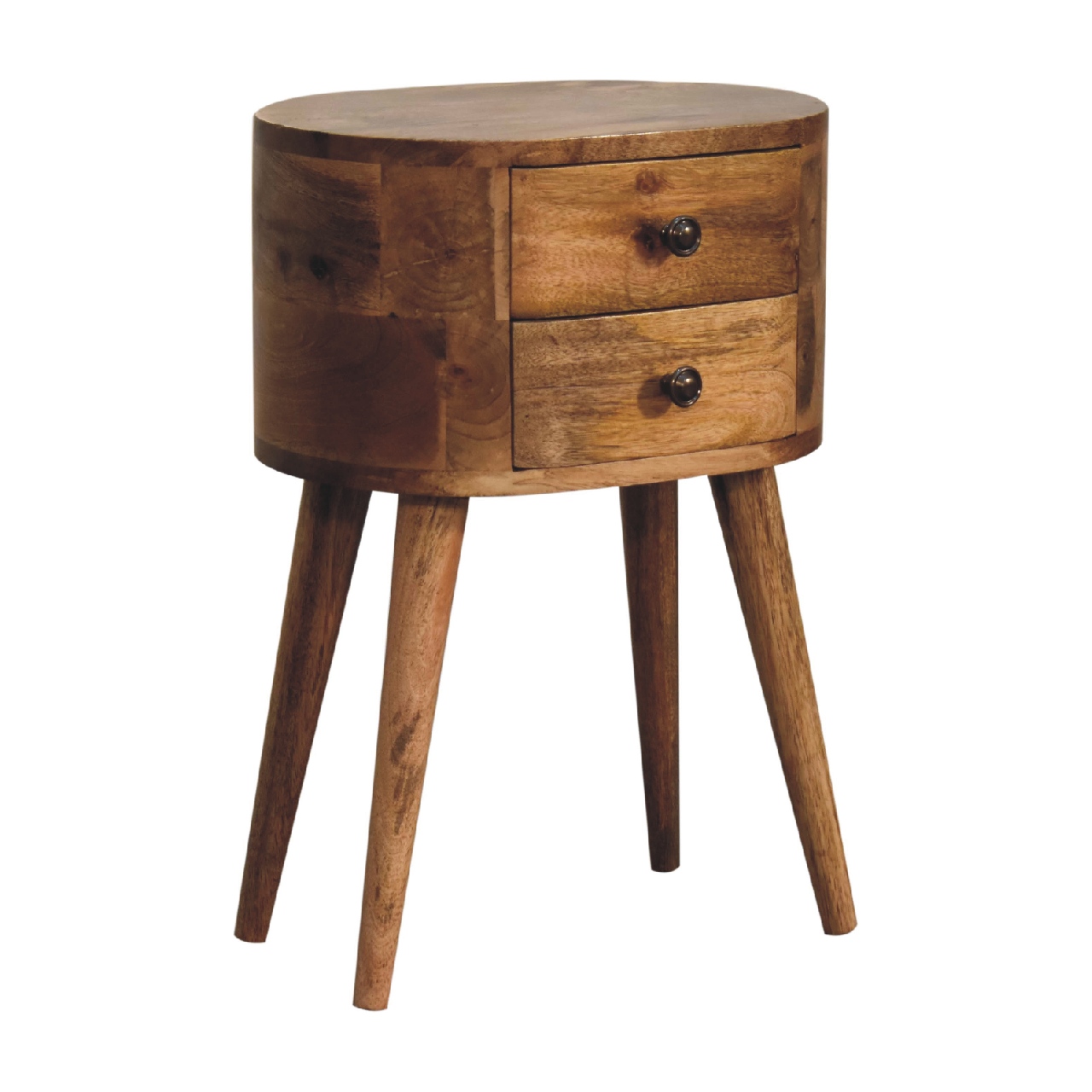 IN3330-2-1.jpg Mini Oak-ish Rounded Bedside Table - Image 2