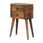 Mini Oak-ish Rounded Bedside Table - Image 3