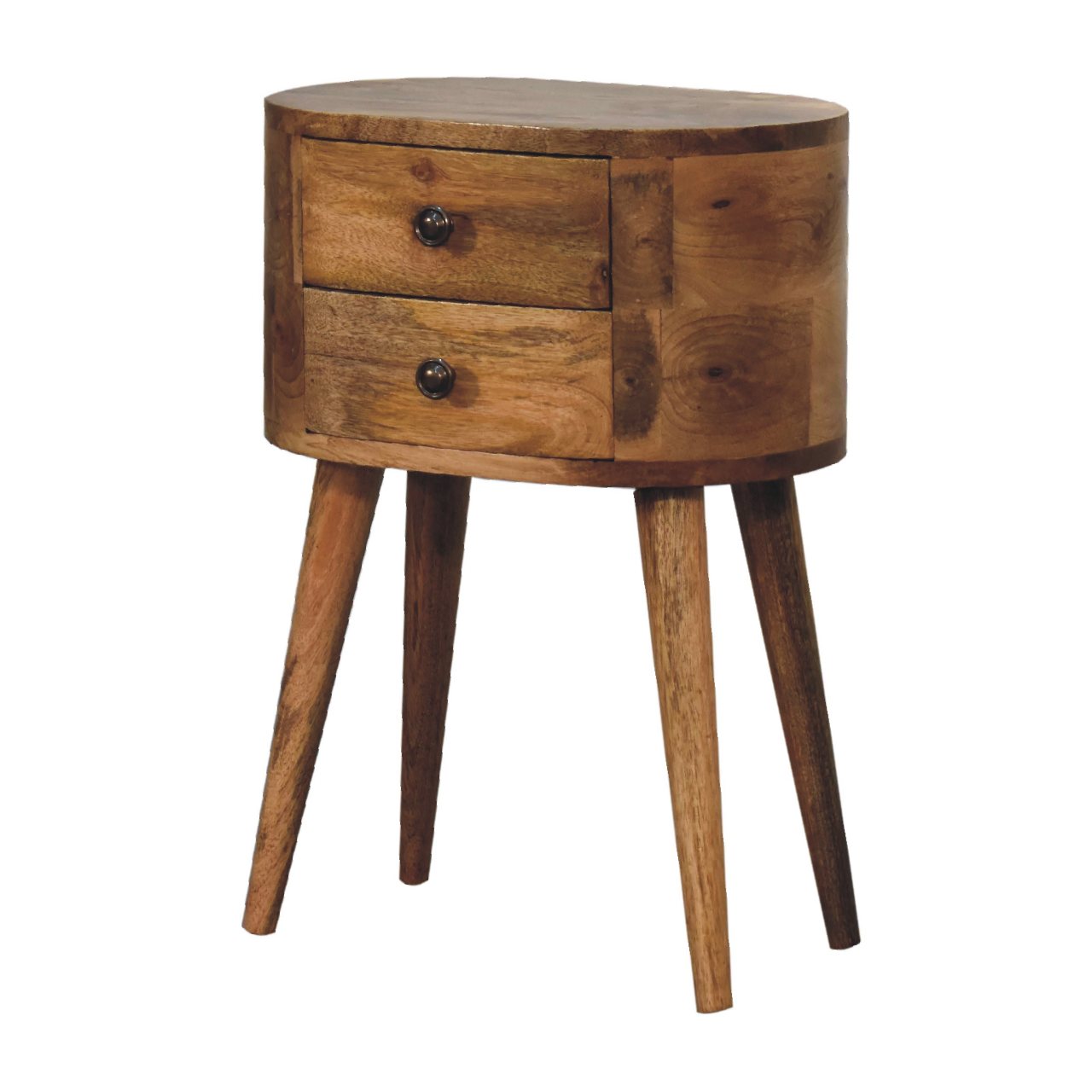 IN3330-3-1.jpg Mini Oak-ish Rounded Bedside Table - Image 3