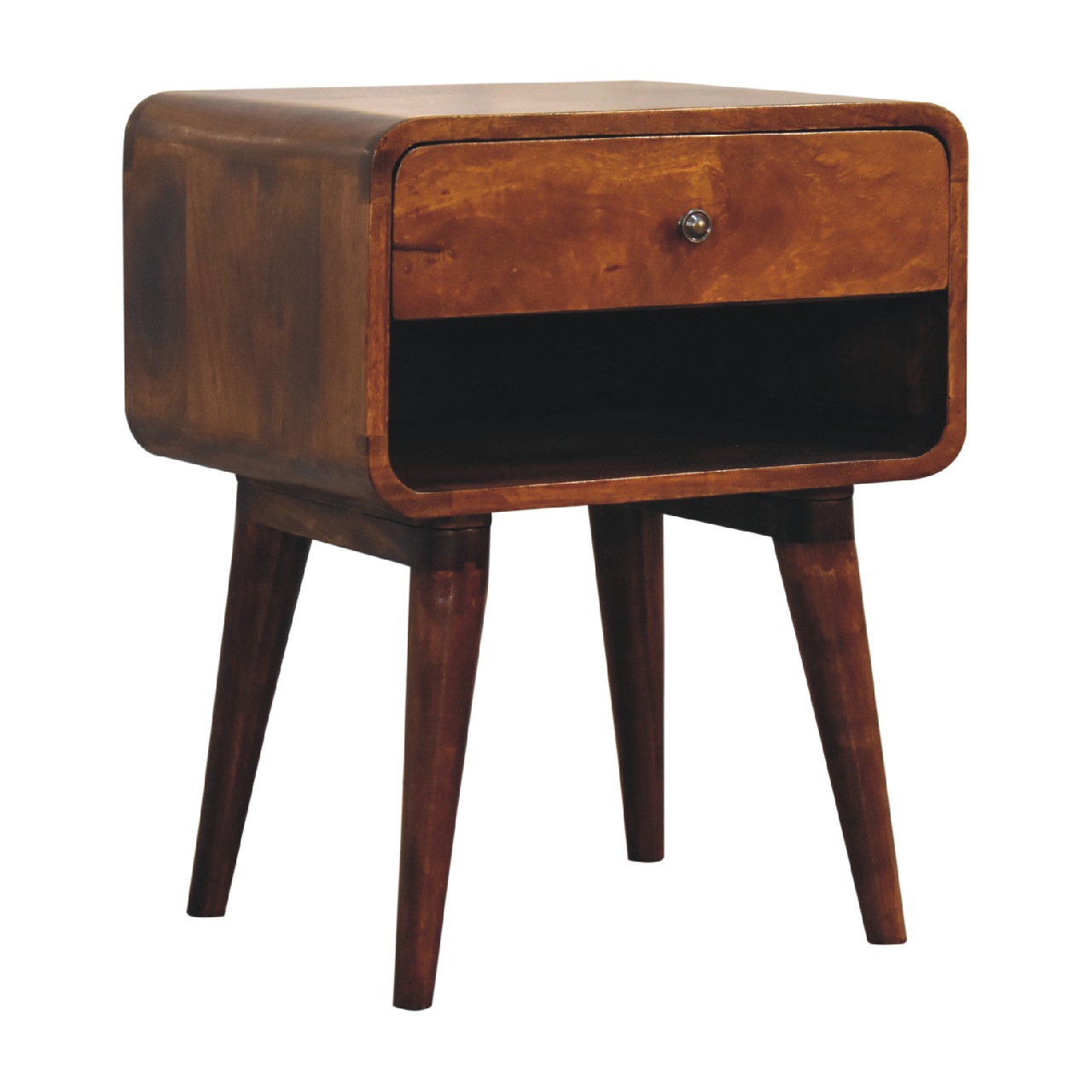 IN3363-2.jpg Curve Open Slot Chestnut Bedside - Image 2