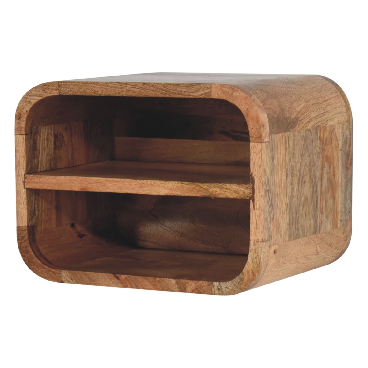 IN3429-3.jpg Oak-ish Floating Open Curve Bedside - Image 3