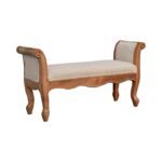 Cream Boucle French Style Bench - Image 3