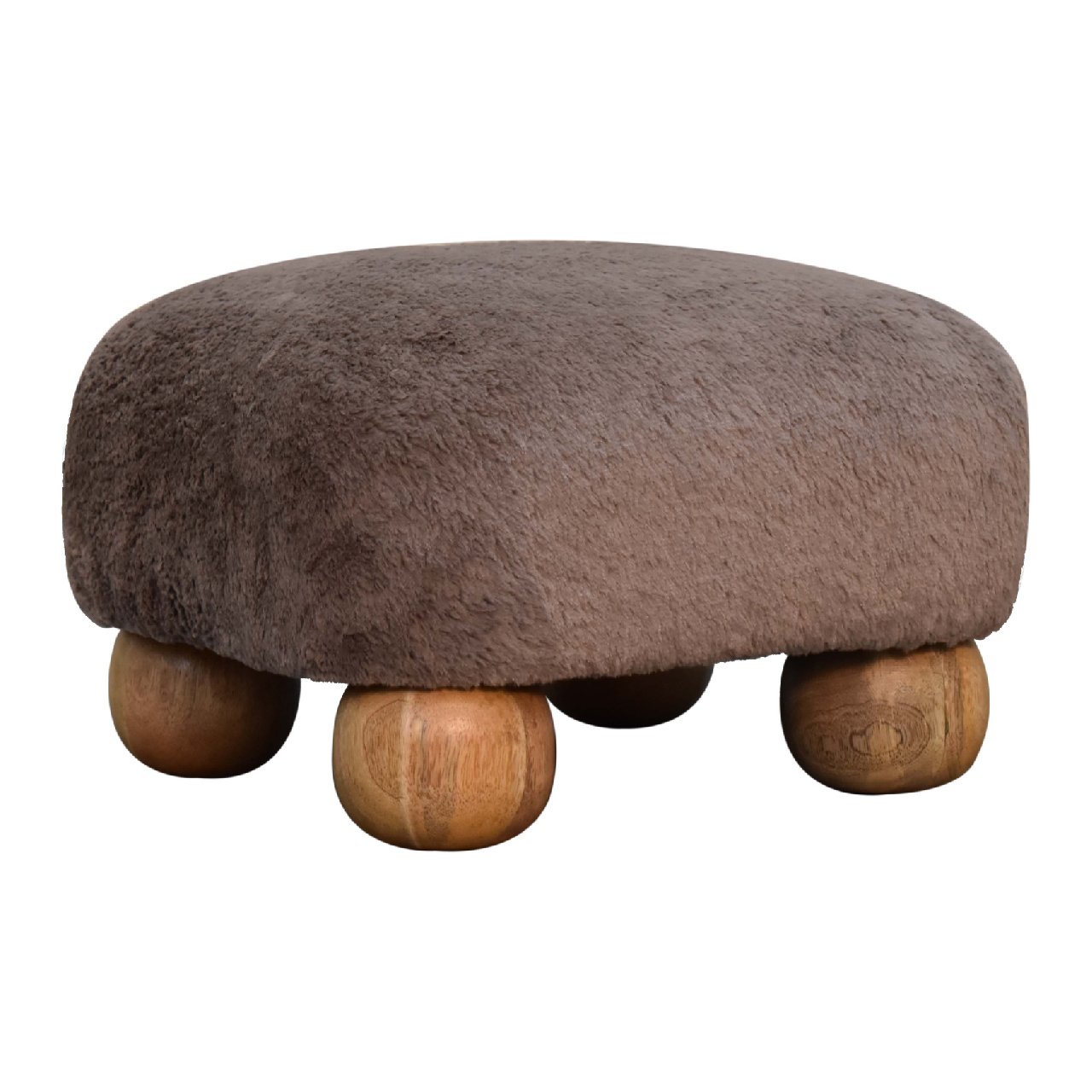IN3483-2.jpg Mocha Faux Fur Nordic Footstool - Image 2
