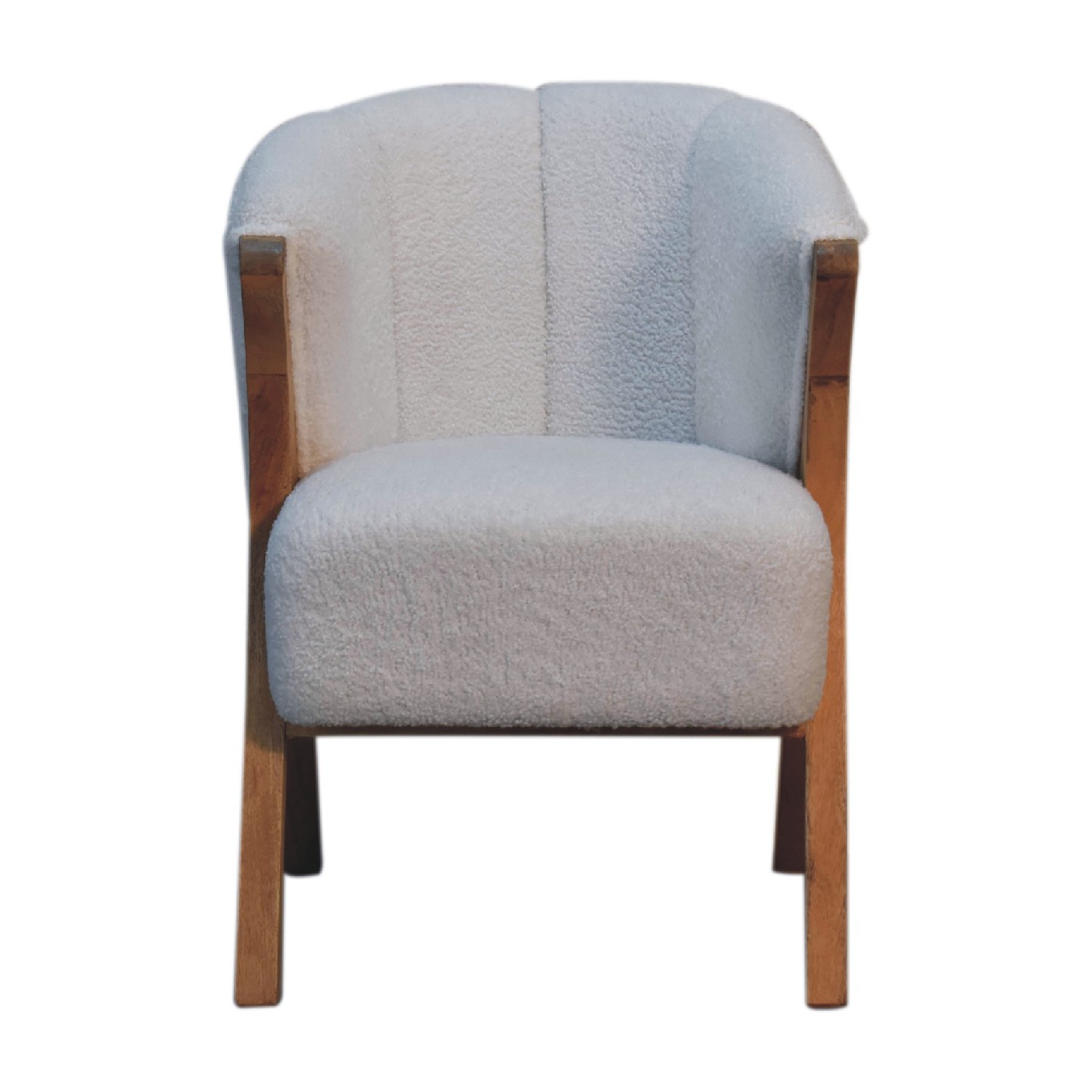 IN3534-1-1.jpg White Boucle Minimalistic Chair - Image 1