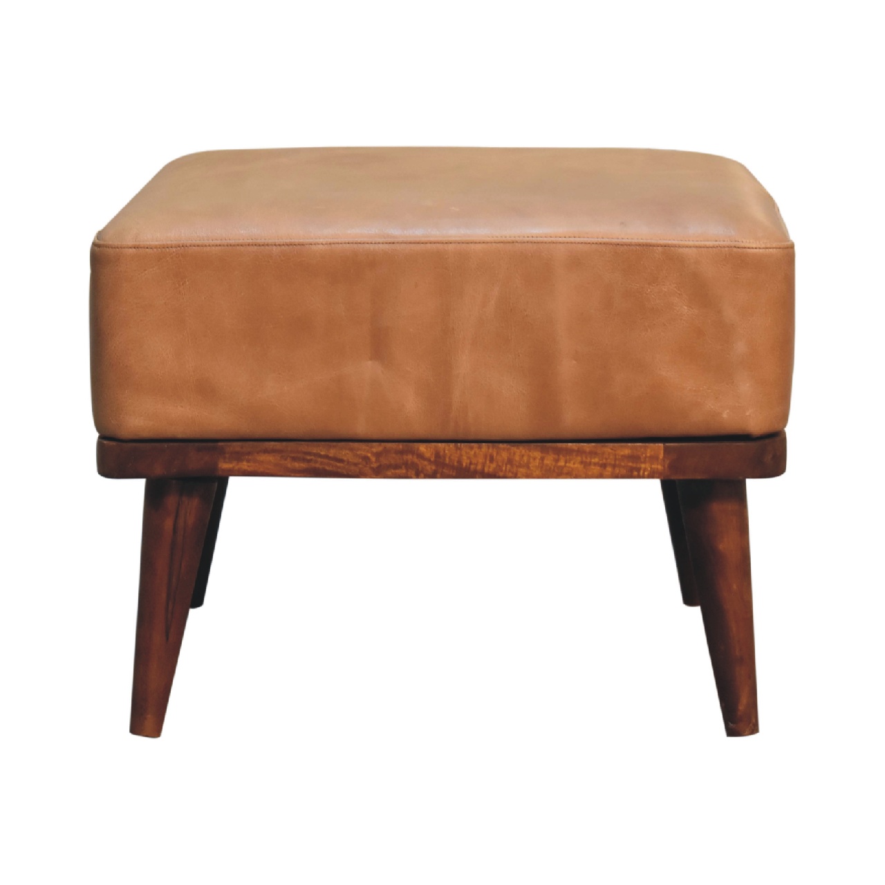 IN3560-1.jpg Tan Buffalo Leather Tan Footstool - Image 1