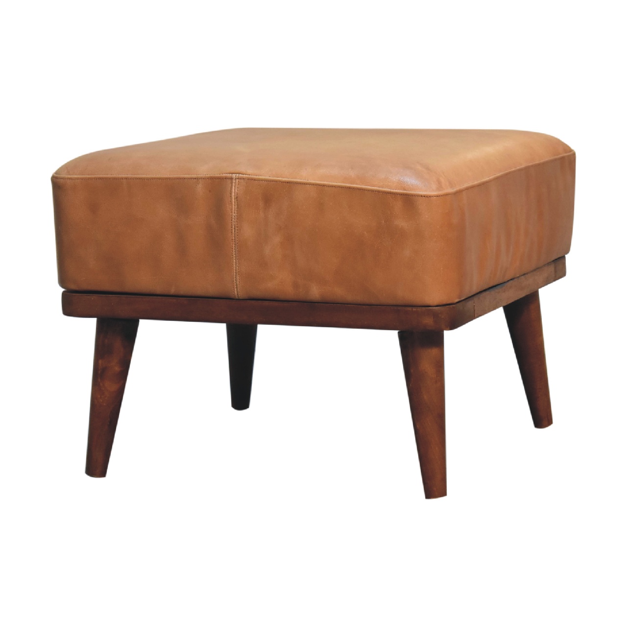IN3560-3.jpg Tan Buffalo Leather Tan Footstool - Image 3