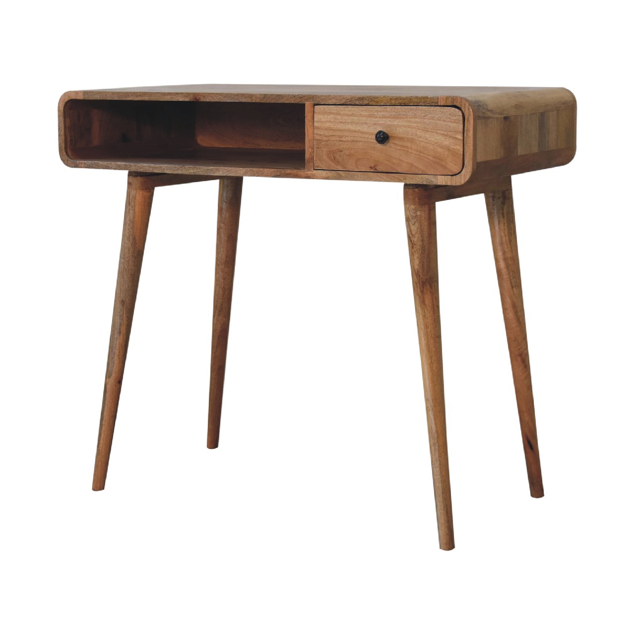 IN3613-3-1.jpg Curved Oak-ish Writing Desk - Image 2