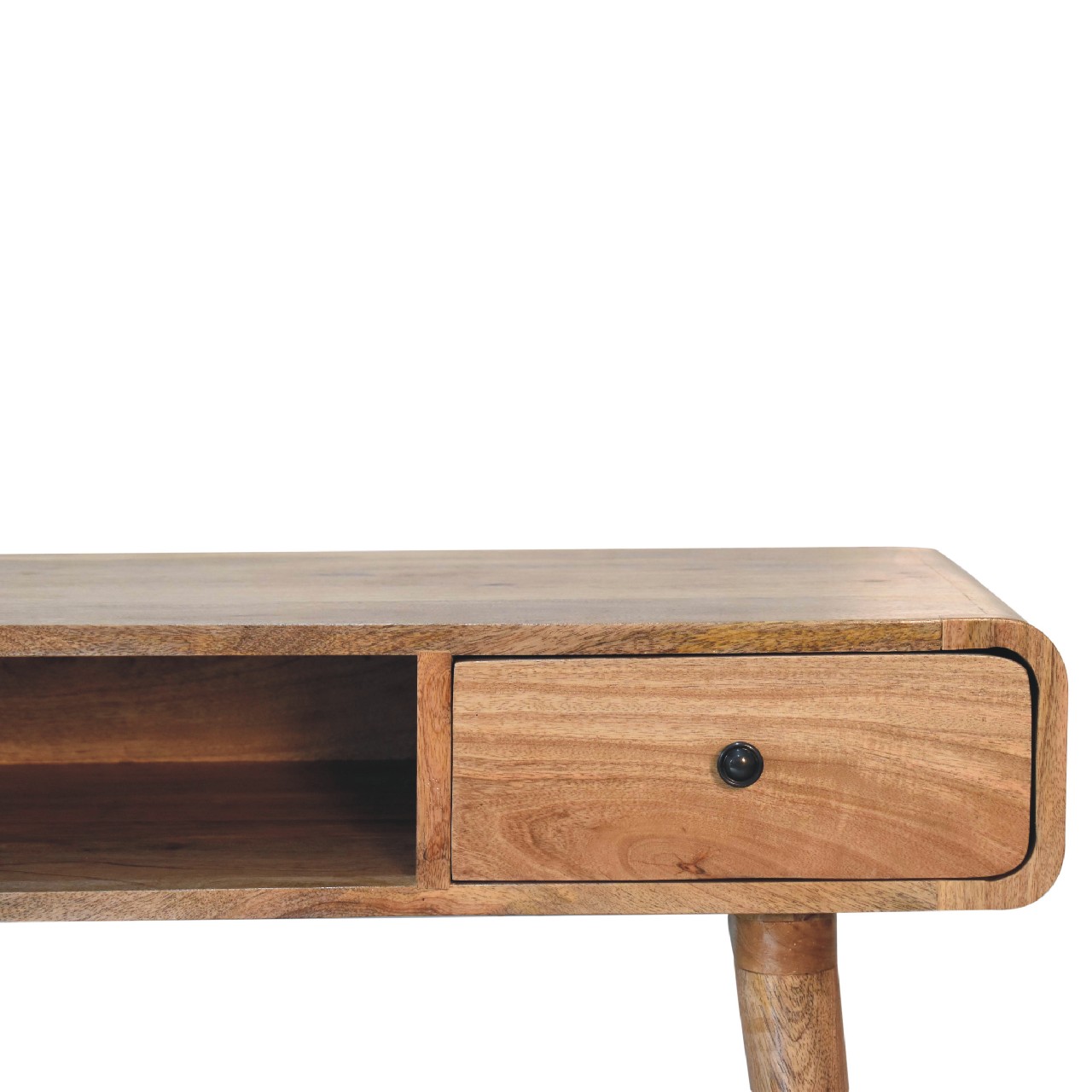IN3613-4-1.jpg Curved Oak-ish Writing Desk - Image 3
