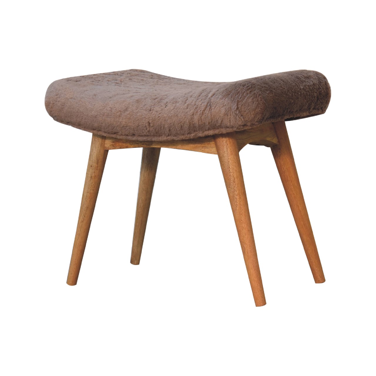 IN3635-2.jpg Mocha Faux Fur Curved Bench - Image 2