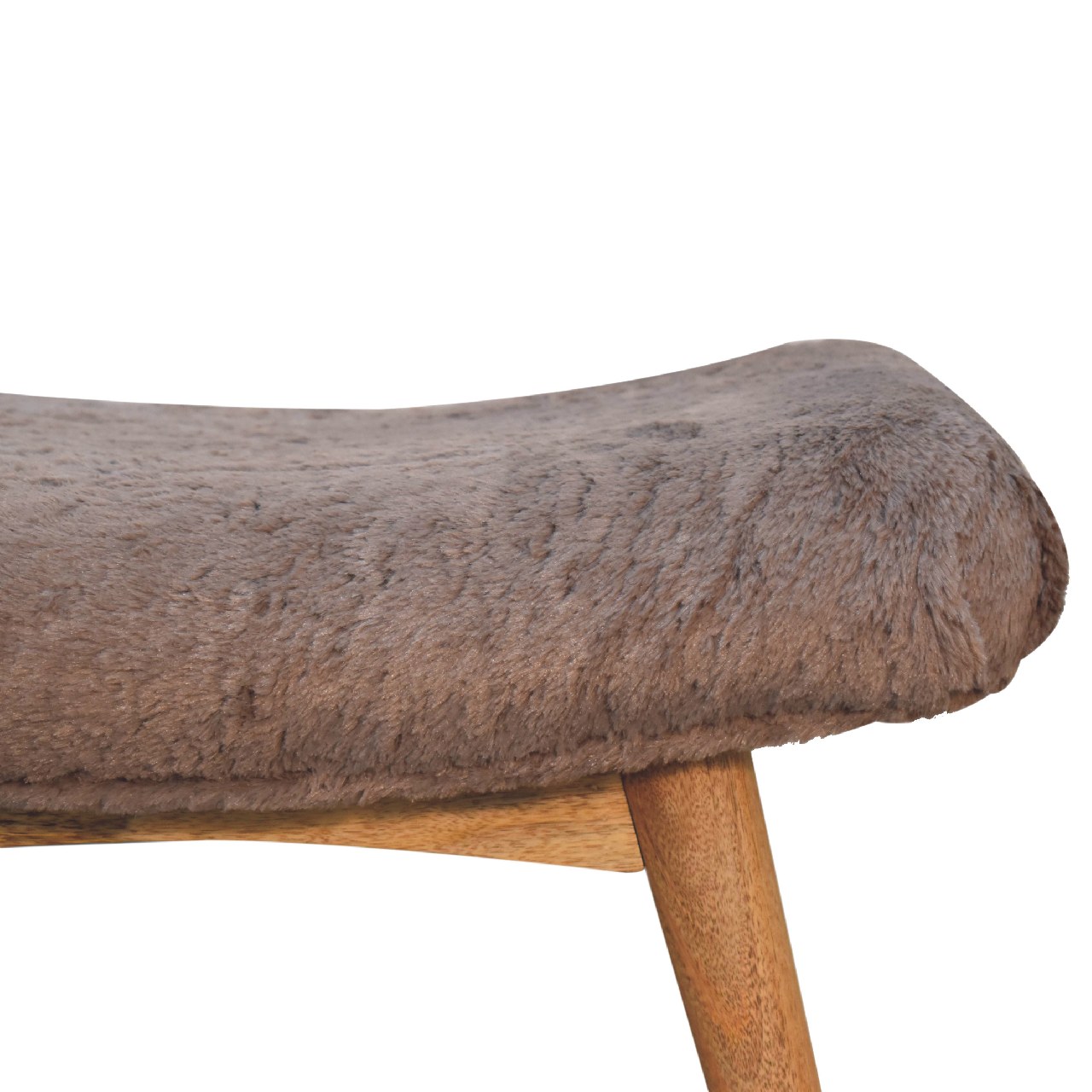 IN3635-4.jpg Mocha Faux Fur Curved Bench - Image 4