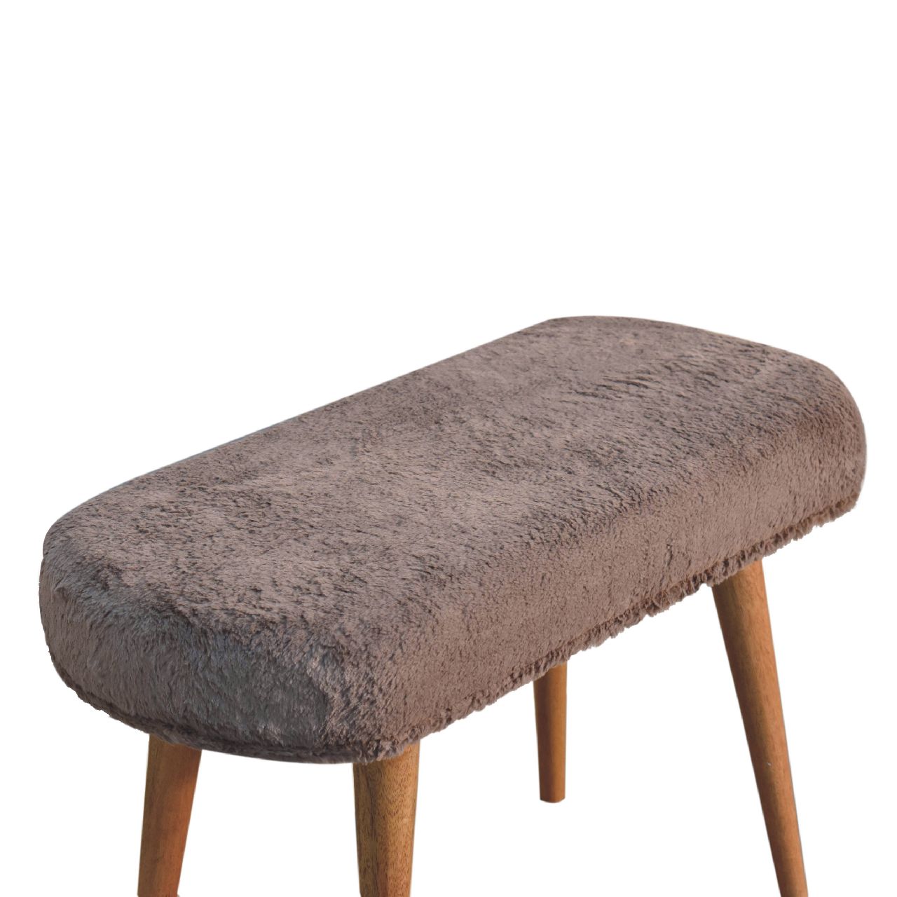 IN3637-6-1.jpg Mocha Faux Fur Fabric Bench - Image 6