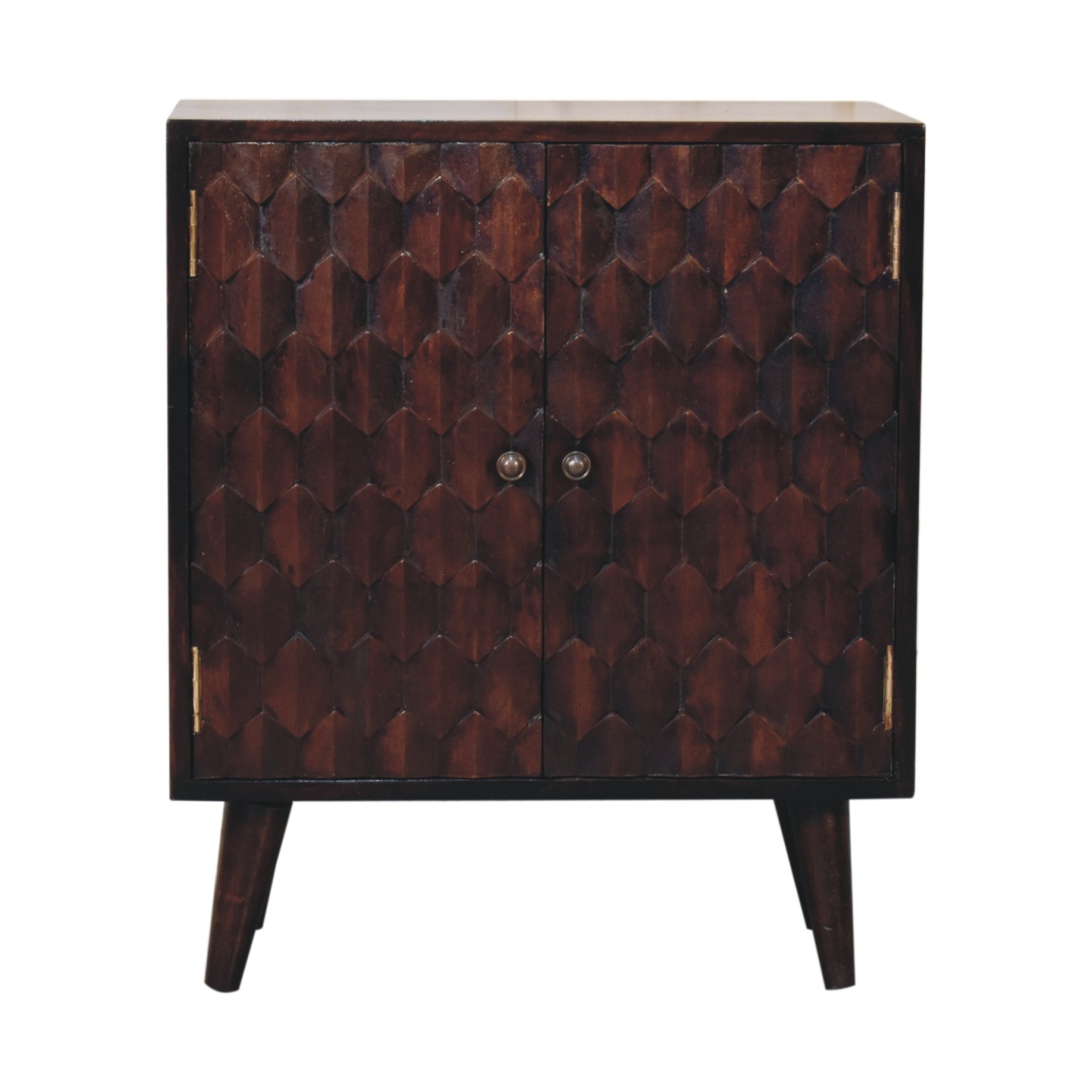 IN3651-1-1.jpg Mini Pineapple Carved Light Walnut Cabinet - Image 1