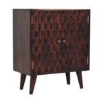 Mini Pineapple Carved Light Walnut Cabinet - Image 3