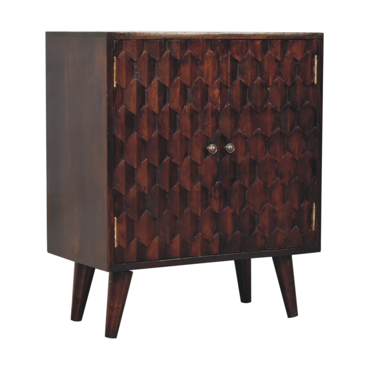 IN3651-3.jpg Mini Pineapple Carved Light Walnut Cabinet - Image 3