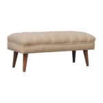 Cream Boucle Puffer Bench - Image 2