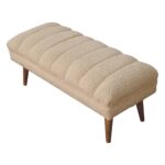 Cream Boucle Puffer Bench - Image 6