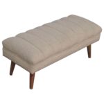 Cream Boucle Puffer Bench - Image 8