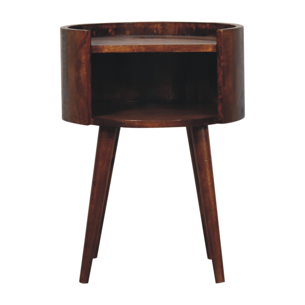 IN3781-1-1-1.jpg Chestnut Round Open Slot Bedside - Image 1