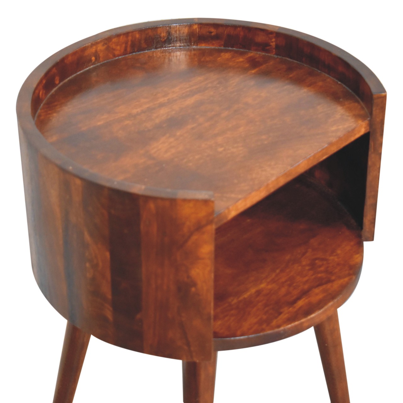 IN3781-5.jpg Chestnut Round Open Slot Bedside - Image 5