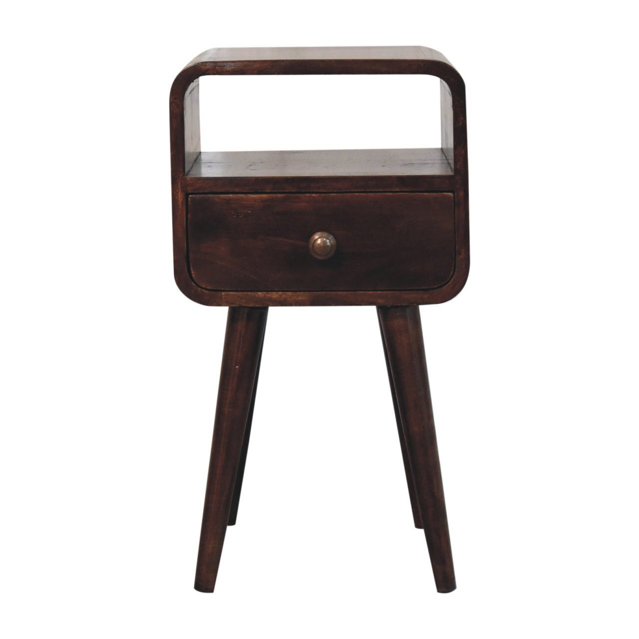 IN3826-1-1.jpg Mini California Walnut Curved Bedside with Open Slot - Image 1