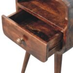 Mini California Walnut Curved Bedside with Open Slot - Image 6