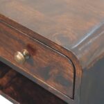 Mini Curved California Walnut Wall Mounted Bedside with Open Slot - Image 5