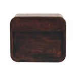 Mini Curved California Walnut Wall Mounted Bedside with Open Slot - Image 8