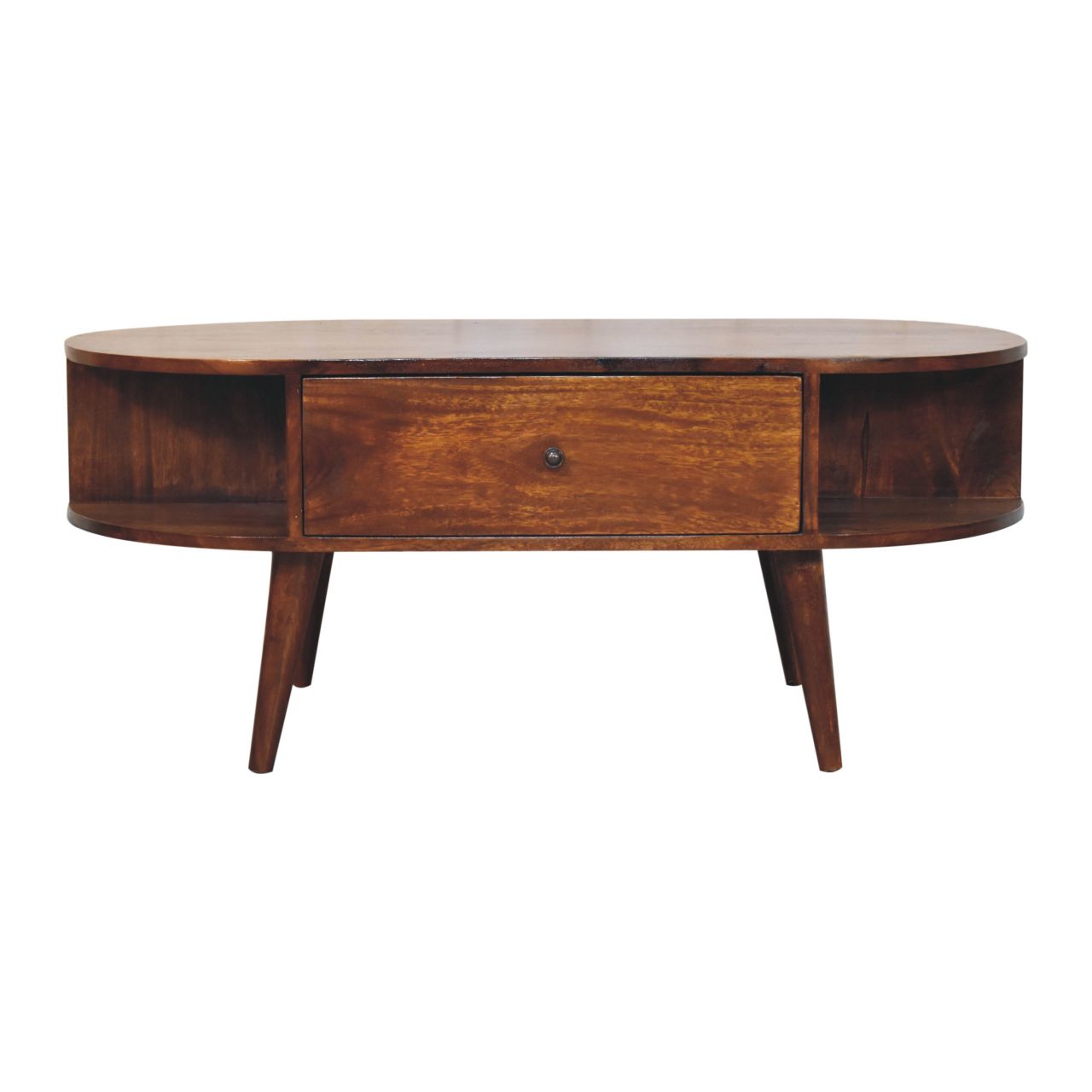 IN3929-1-1.jpg Chestnut Oval Coffee Table with 1 Drawer - Image 1