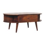 Chestnut Oval Coffee Table with 1 Drawer - Image 2