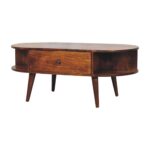 Chestnut Oval Coffee Table with 1 Drawer - Image 3