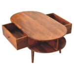 Chestnut Oval Coffee Table with 1 Drawer - Image 6