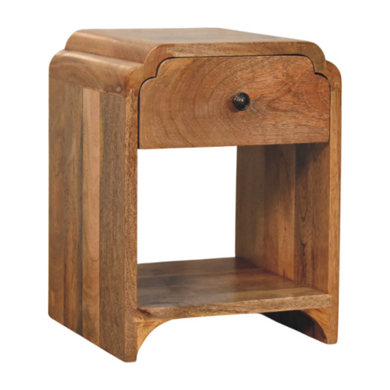 IN3984-3.jpg Newton Mini Oak-ish Nightstand with a drawer and open shelf - Image 2