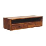 Lunar 2 Drawer Chestnut Wall Mounted Media Unit - Image 2