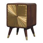 Avora Brass Embossed 2 Drawer Chestnut Nightstand - Image 2